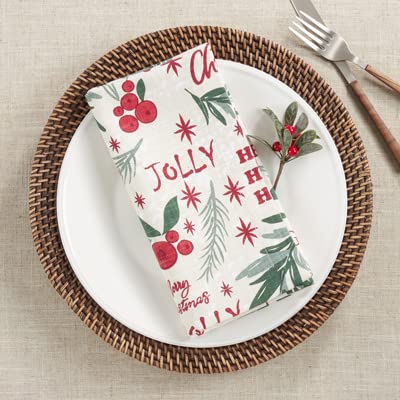Fennco Styles Holly Christmas Cotton Table Runner