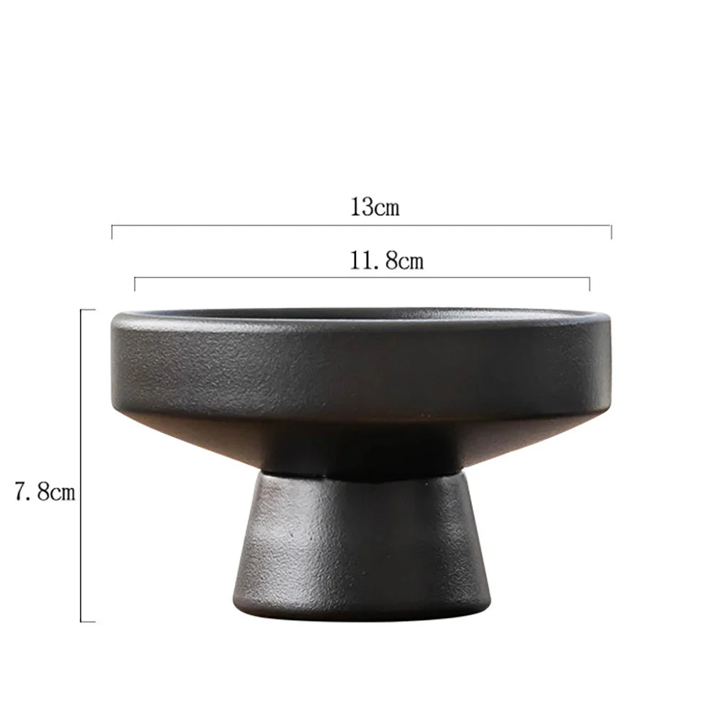 Retro Black Ceramic Vase Plant Pot Tabletop Home Decor Ornament