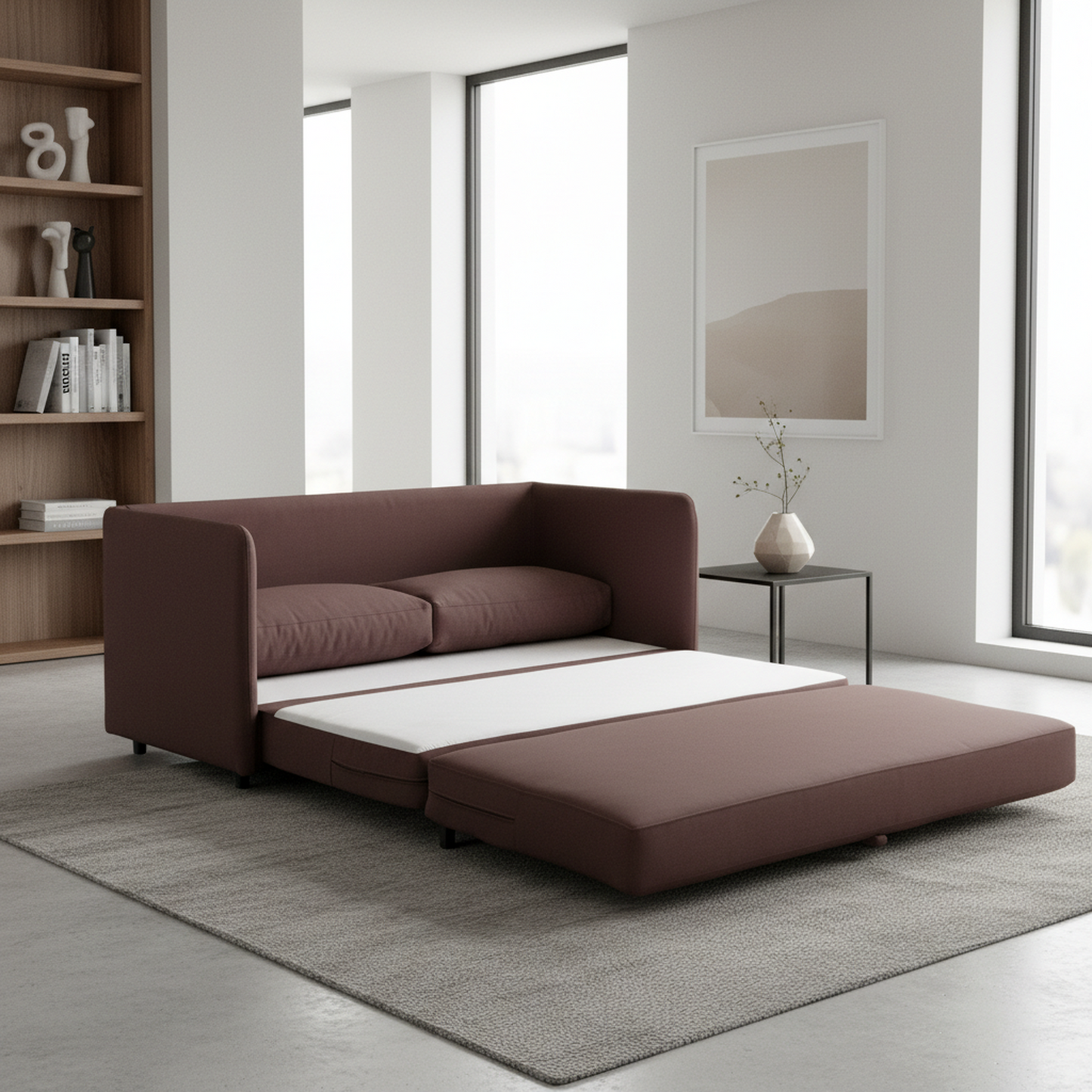 Kathy Collection Fabric Upholstered Modern Loveseat Sleeper Sofa