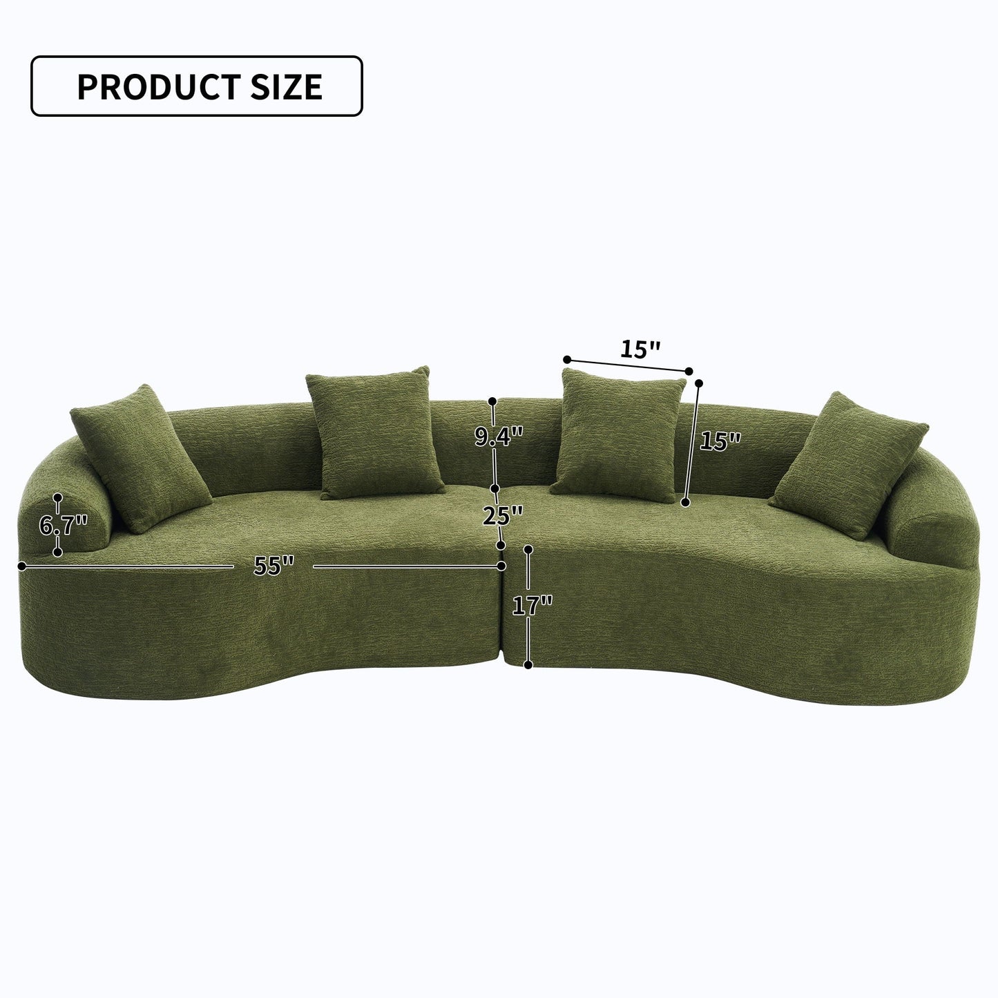 4-Seater Fabric Sofa with Sponge Cushions and Pillows