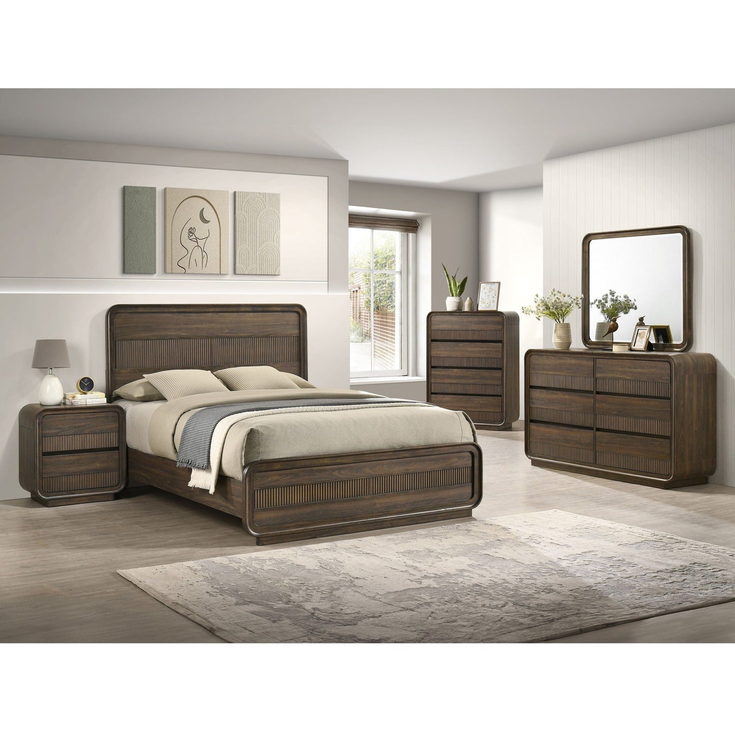 Flair 6-Drawer Dresser with Rounded Edges Brown Finish