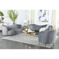 Reigha Gray Upholstered Sofa with Channel Tufted Backrest