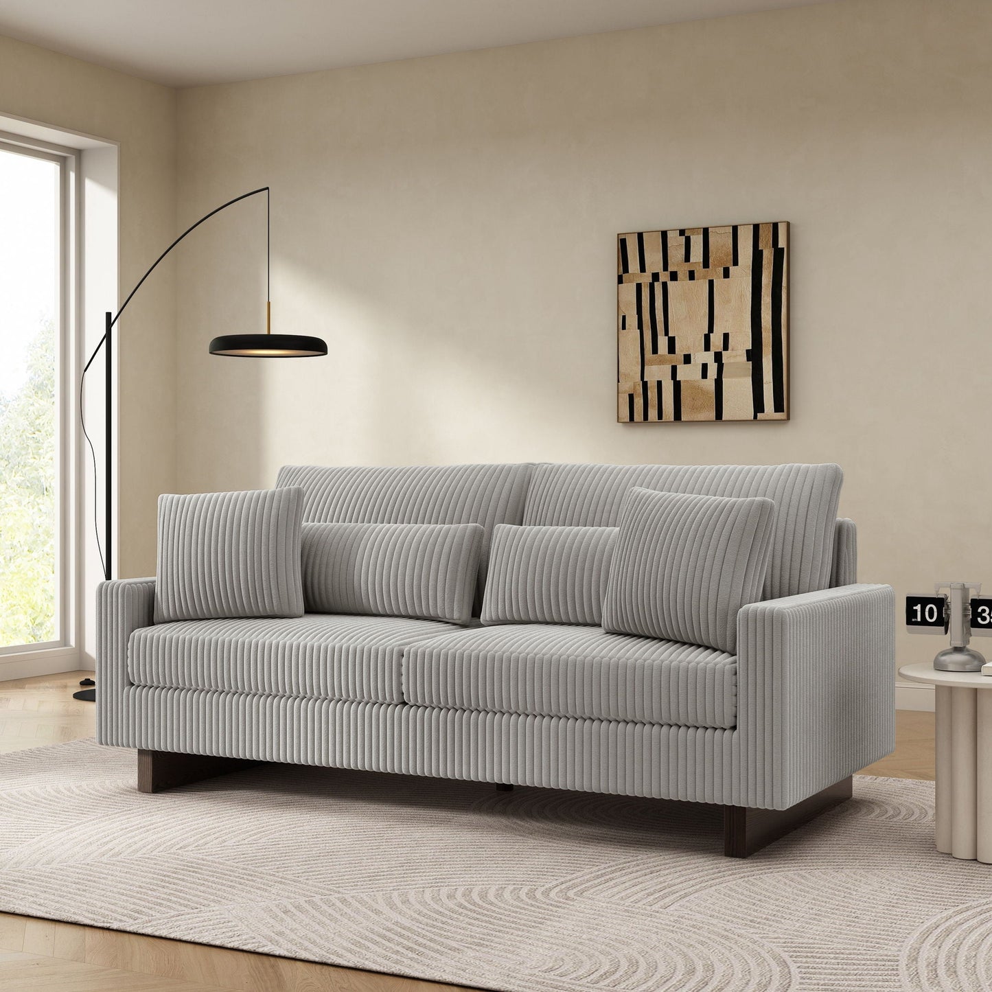 Modern Loveseat Sofa with Four Decorative Pillows Included