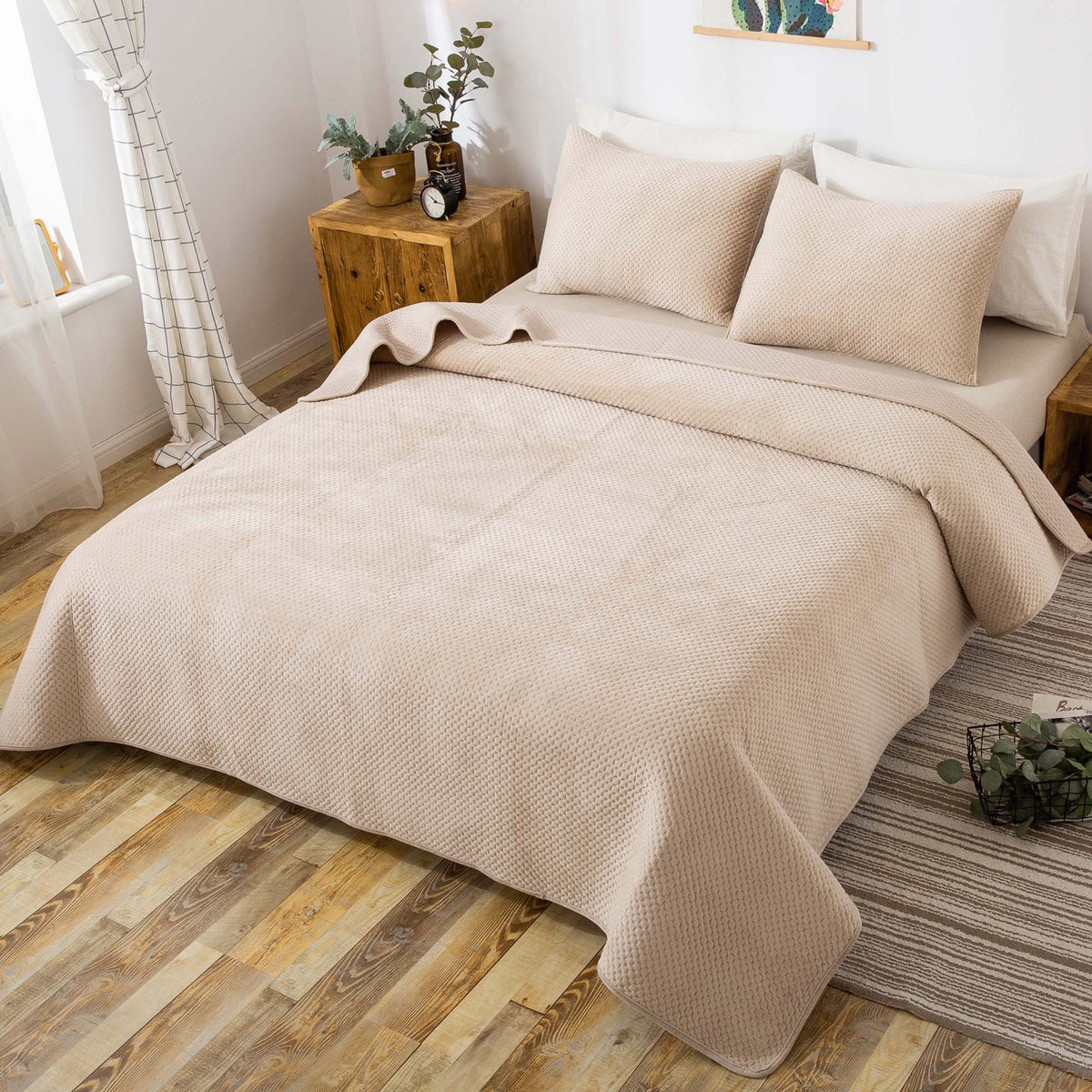 Kasentex Lightweight Velvet Bedspread Set Queen/King - Soft All Season Bedspread Coverlet