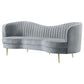 Reigha Gray Upholstered Sofa with Channel Tufted Backrest
