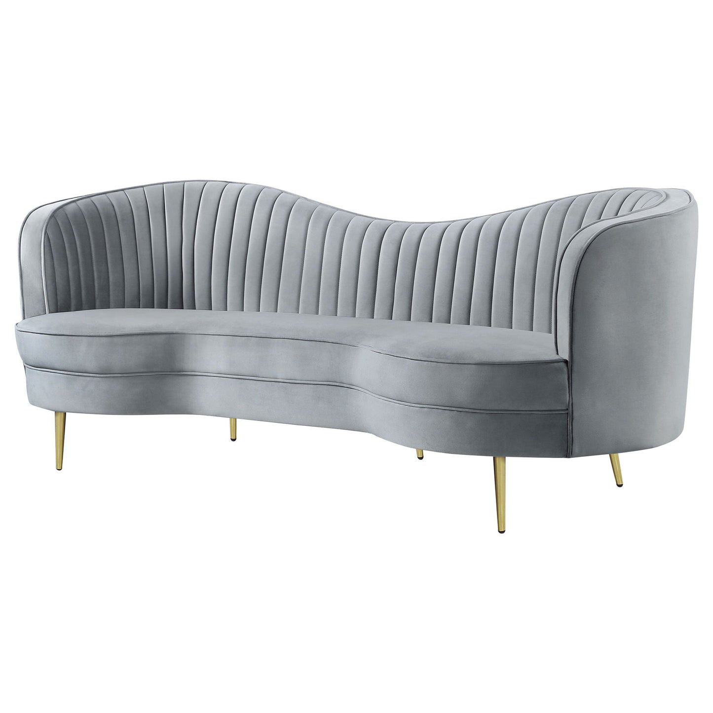Reigha Gray Upholstered Sofa with Channel Tufted Backrest