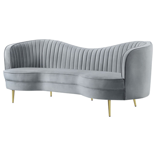 Reigha Gray Upholstered Sofa with Channel Tufted Backrest