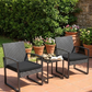 3-Piece Outdoor Patio Furniture Set – Wicker Chairs + Bar Table with Cushions