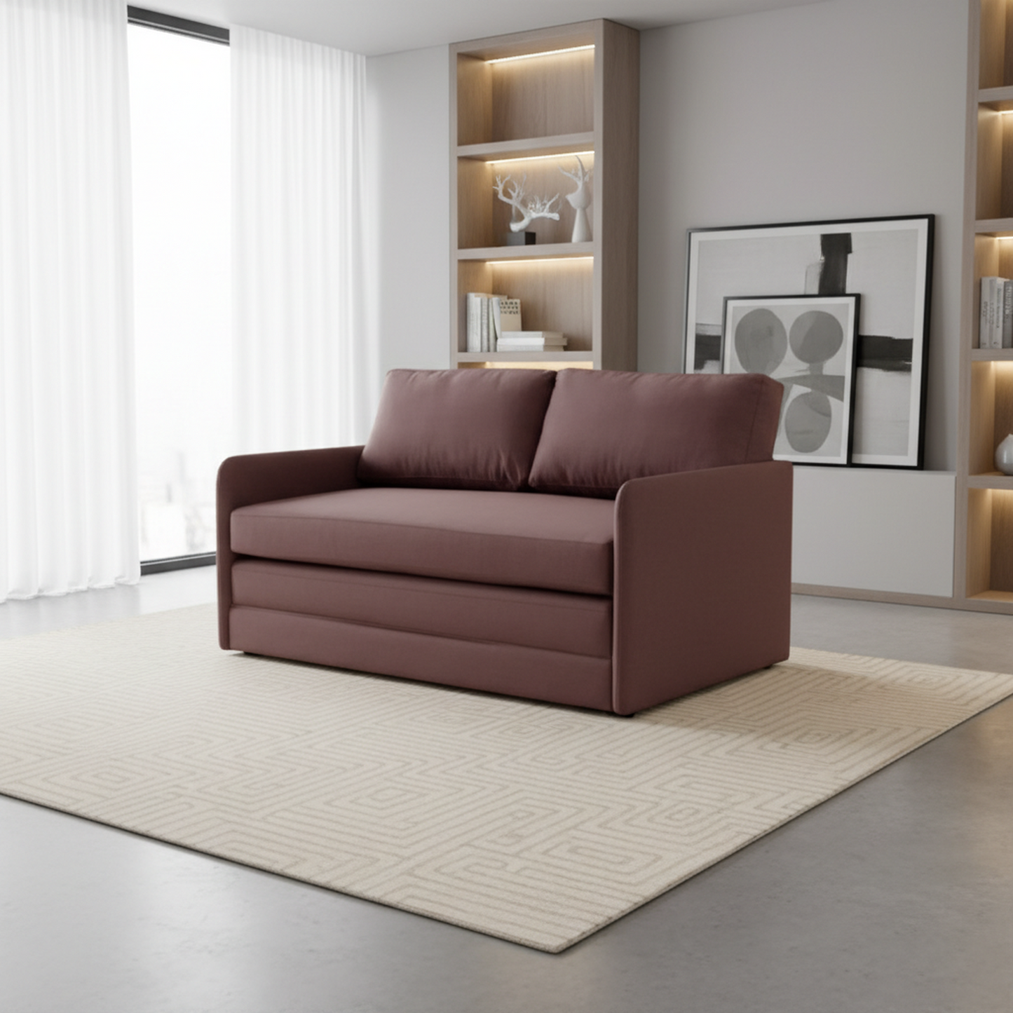Kathy Collection Fabric Upholstered Modern Loveseat Sleeper Sofa