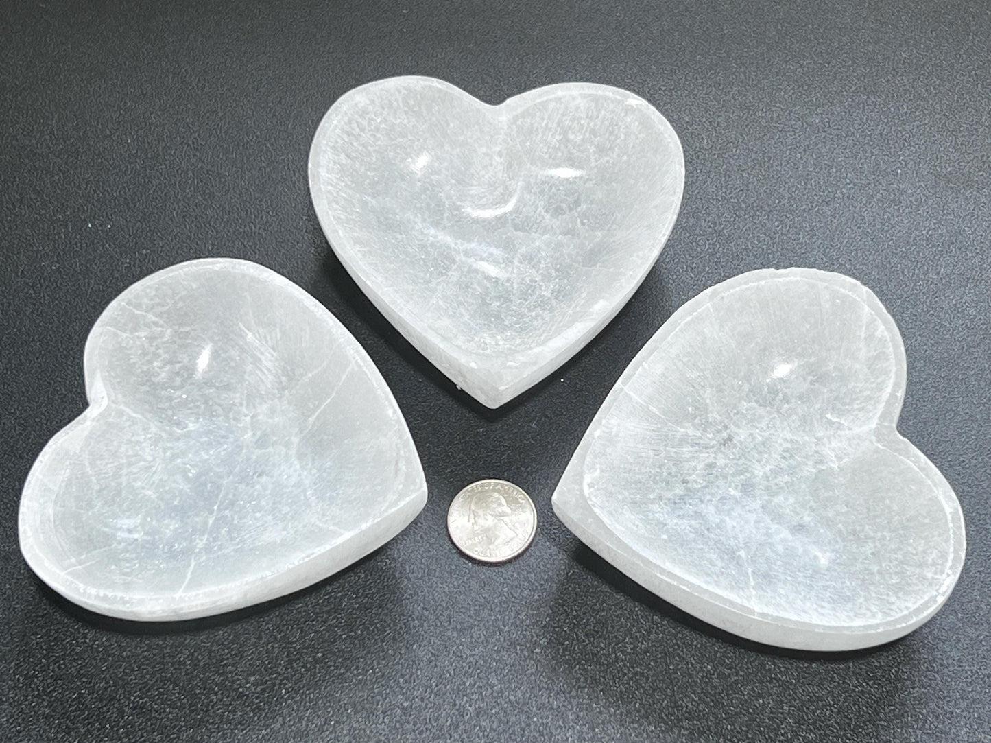 Selenite Satin Spar Crystal Heart Bowl Carved Decorative Home Accent
