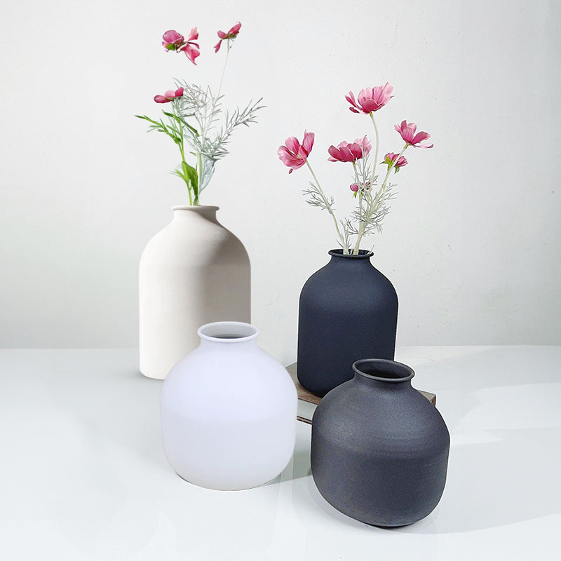 Matte Black Metal Vase Dried Flowers Wedding Gift Home Decor