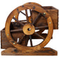 Wooden Wagon Planter Box with Two Tiers and Wheels - Fir Wood