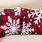 Fennco Styles Buffalo Plaid Snowflake Decorative Throw Pillow with Down Filled Insert 18 x 18 Inch - Red Check Cotton Pillow for Home, Couch, Living Room, Christmas and Holiday Season
