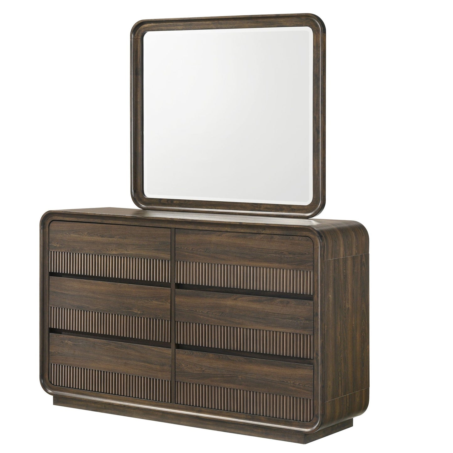 Flair 6-Drawer Dresser with Rounded Edges Brown Finish