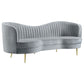 Reigha Gray Upholstered Sofa with Channel Tufted Backrest