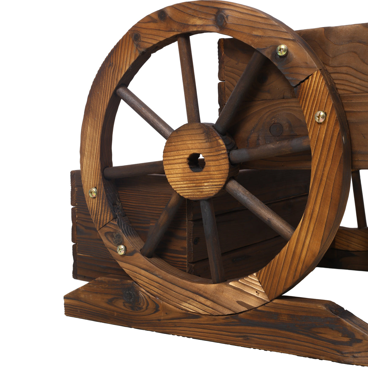 Wooden Wagon Planter Box with Two Tiers and Wheels - Fir Wood