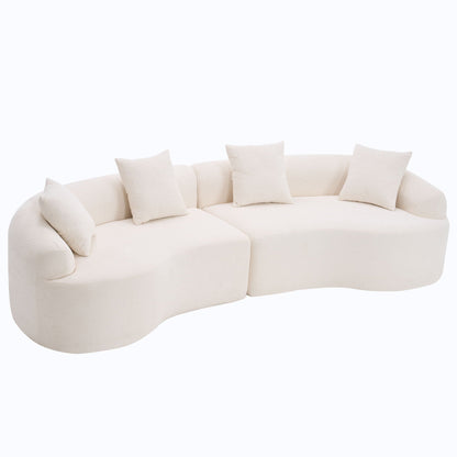 4-Seater Fabric Sofa with Sponge Cushions and Pillows
