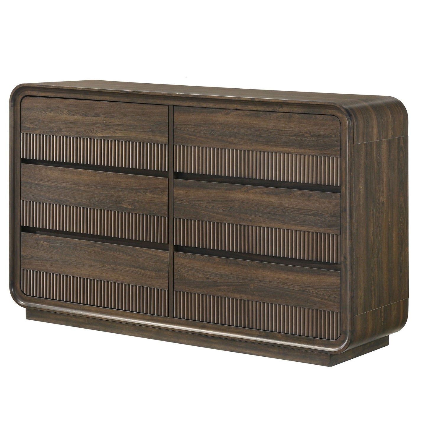 Flair 6-Drawer Dresser with Rounded Edges Brown Finish