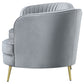 Reigha Gray Upholstered Sofa with Channel Tufted Backrest