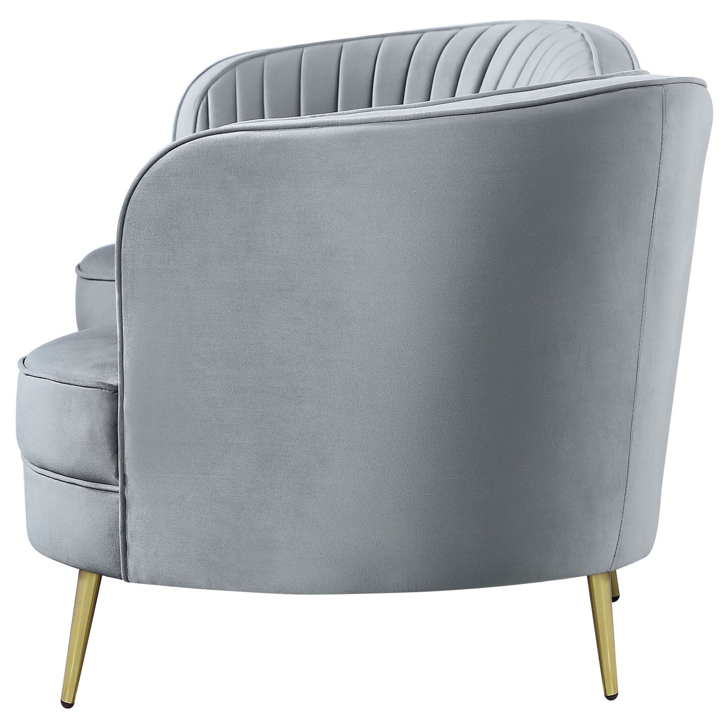 Reigha Gray Upholstered Sofa with Channel Tufted Backrest