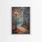 Spooky Street Lights In The City Park, Framed Canvas Print, Wood Framed Wall Art, Fall Decor, Holiday Decor, Seasonal Gift Idea
