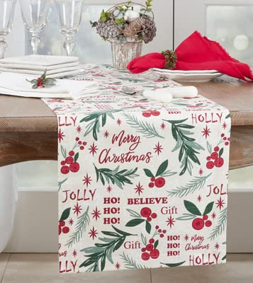 Fennco Styles Holly Christmas Cotton Table Runner
