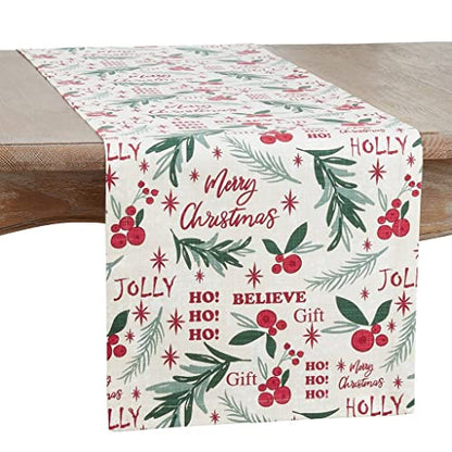 Fennco Styles Holly Christmas Cotton Table Runner