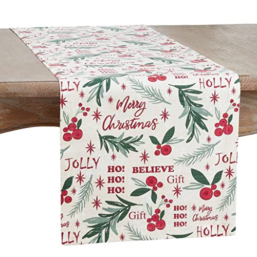 Fennco Styles Holly Christmas Cotton Table Runner