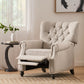 Welch Contemporary Tufted Pushback Recliner with Nailhead Trim - Beige or Light Brown
