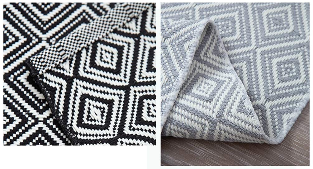 Fennco Styles Woven Classic Diamond Geometric Small Area Rug - Cotton Blend Carpet Indoor Outdoor Floor Mat for Living Room, Entryway, Bedroom and Floor Décor