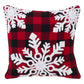 Fennco Styles Buffalo Plaid Snowflake Decorative Throw Pillow with Down Filled Insert 18 x 18 Inch - Red Check Cotton Pillow for Home, Couch, Living Room, Christmas and Holiday Season