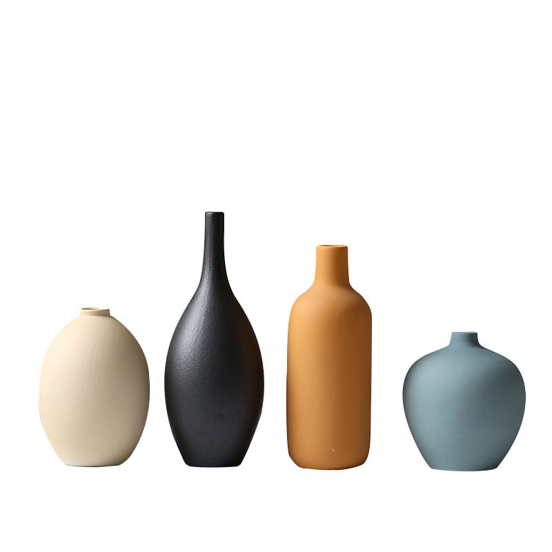 Three Piece Ceramic Vase Set Modern Home Decor Flower Arrangement