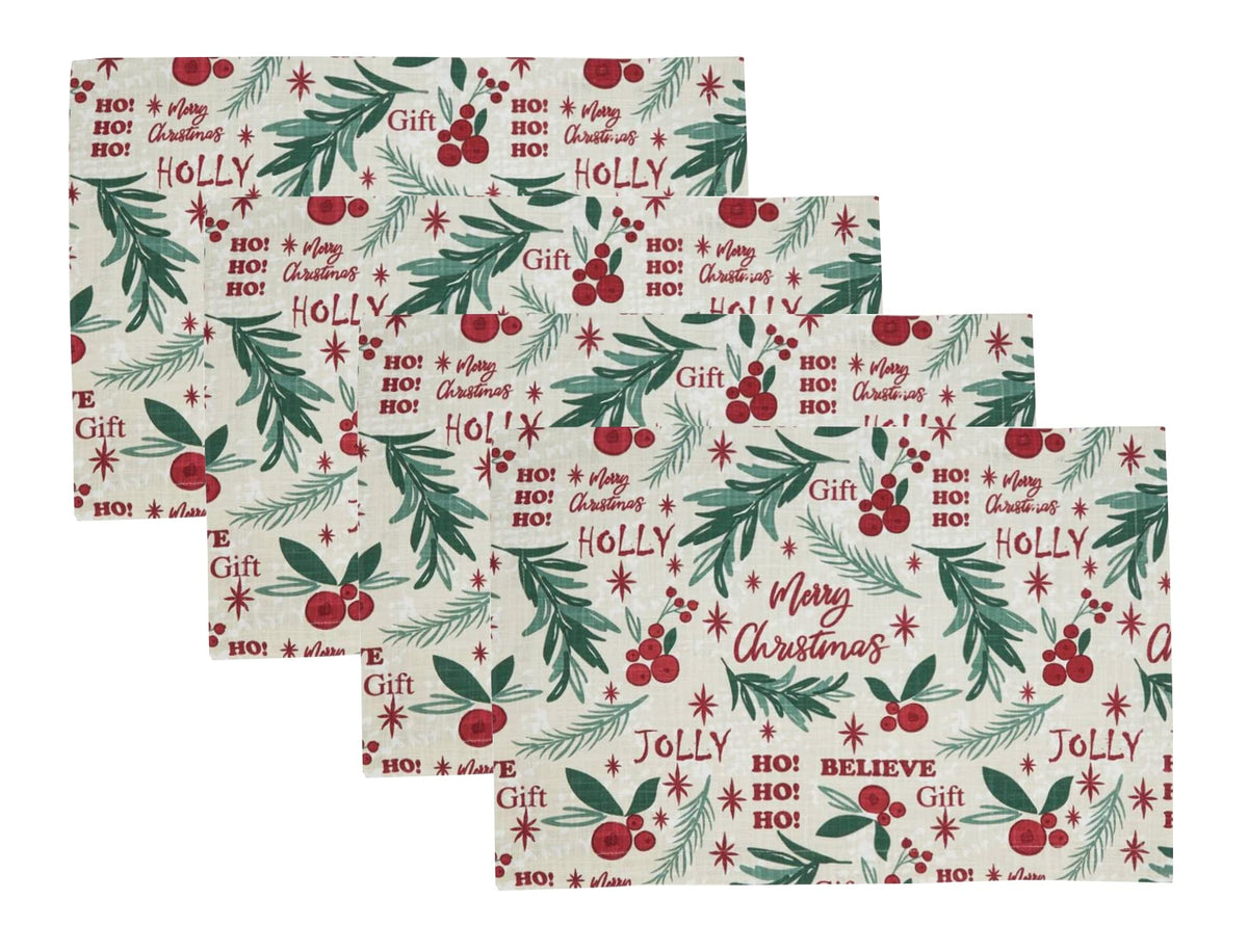 Fennco Styles Holly Christmas Cotton Table Runner