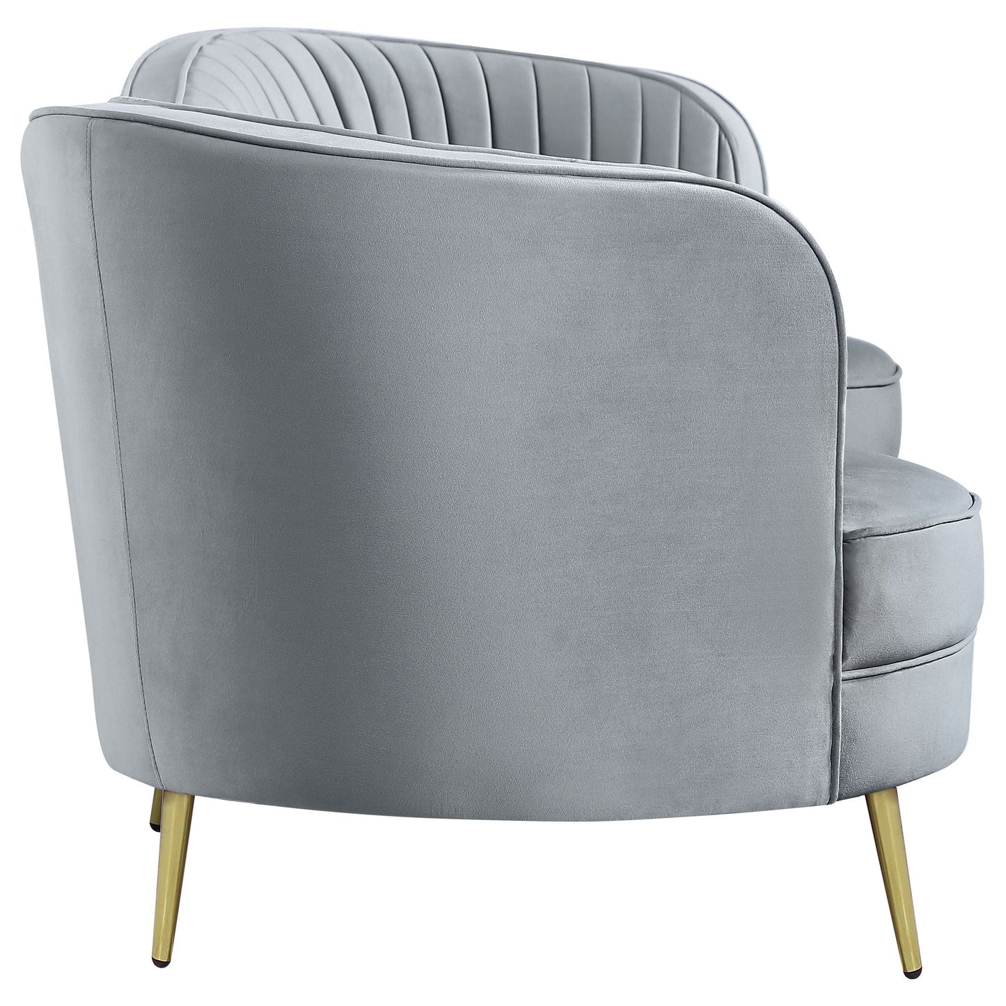 Reigha Gray Upholstered Sofa with Channel Tufted Backrest