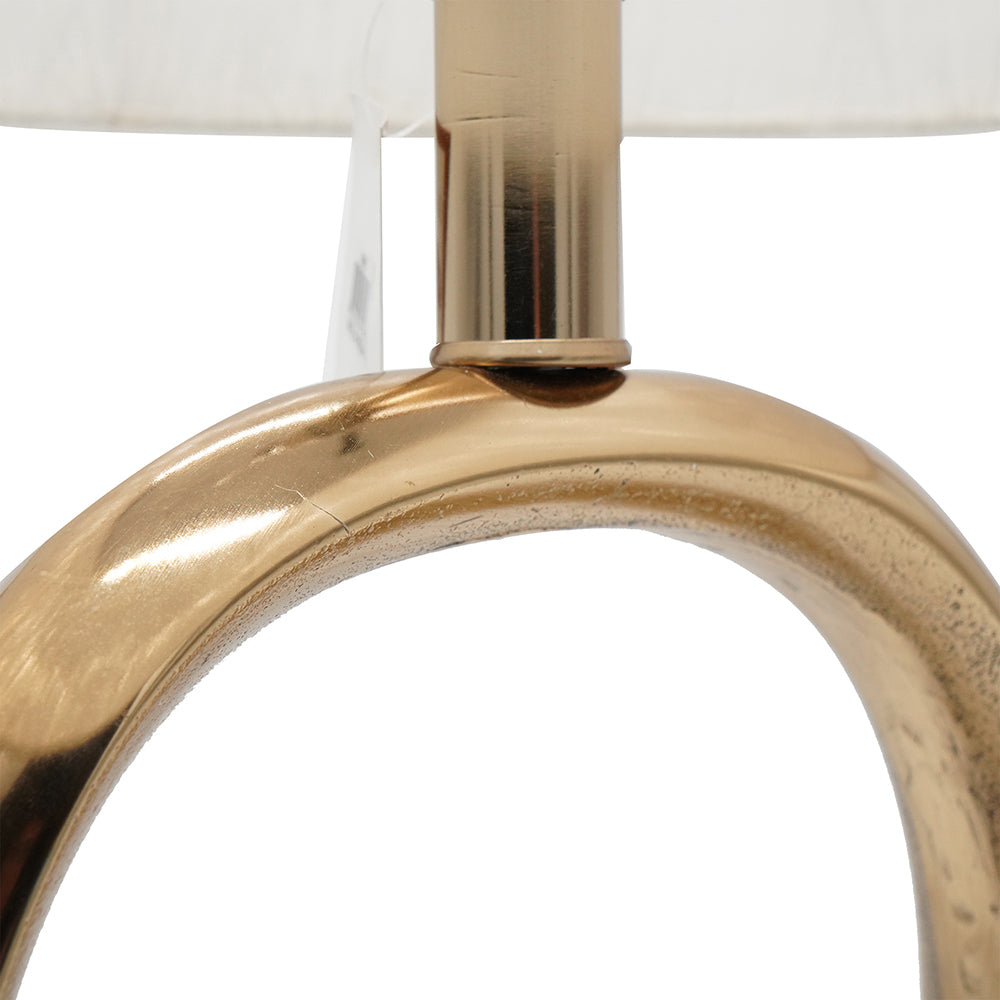Oval Cutout Metal Table Lamp with Linen Shade