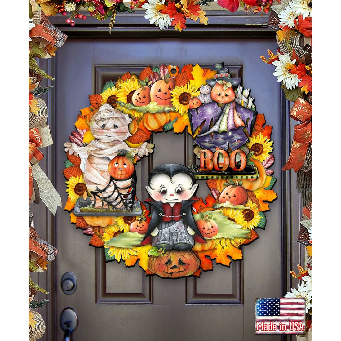Halloween Holiday Door Wreath by G. DeBrekht - Thanksgiving Halloween Decor - 8185316H