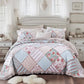 DaDa Bedding Hint of Mint Pastel Cotton Patchwork Quilt Set