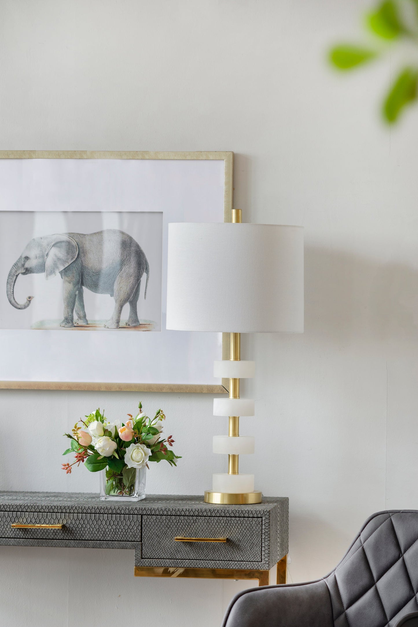 13x13x26 Marble Table Lamp for Modern Interiors