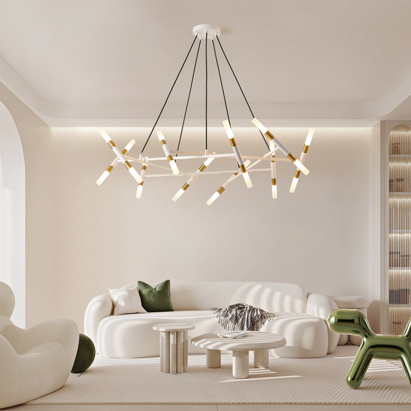 41-Inch White Gold Modern Chandelier Light Fixture