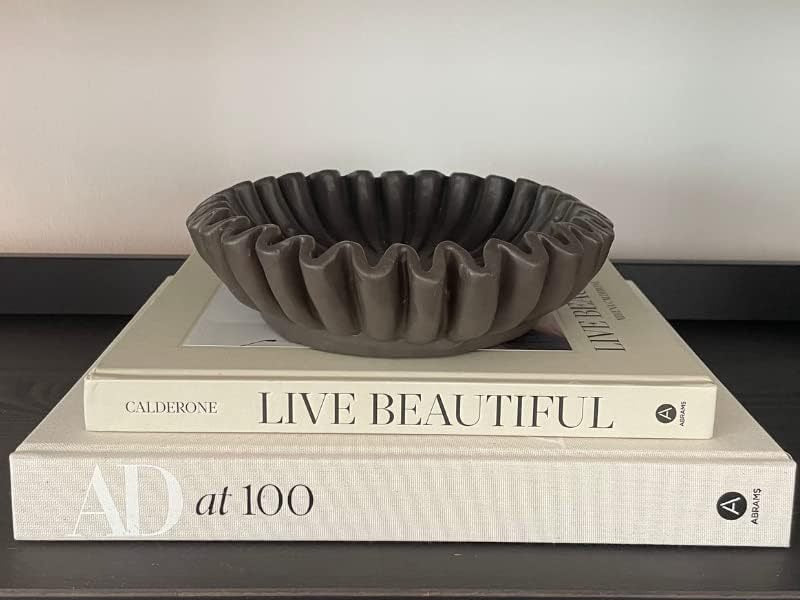 Groove Lotus Leaf Edge Decorative Bowl Retro Home Table Decor