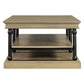 55.1' Wood Coffee Table with Black Legs and Open Storage Shelves