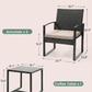 3-Piece Outdoor Patio Furniture Set – Wicker Chairs + Bar Table with Cushions