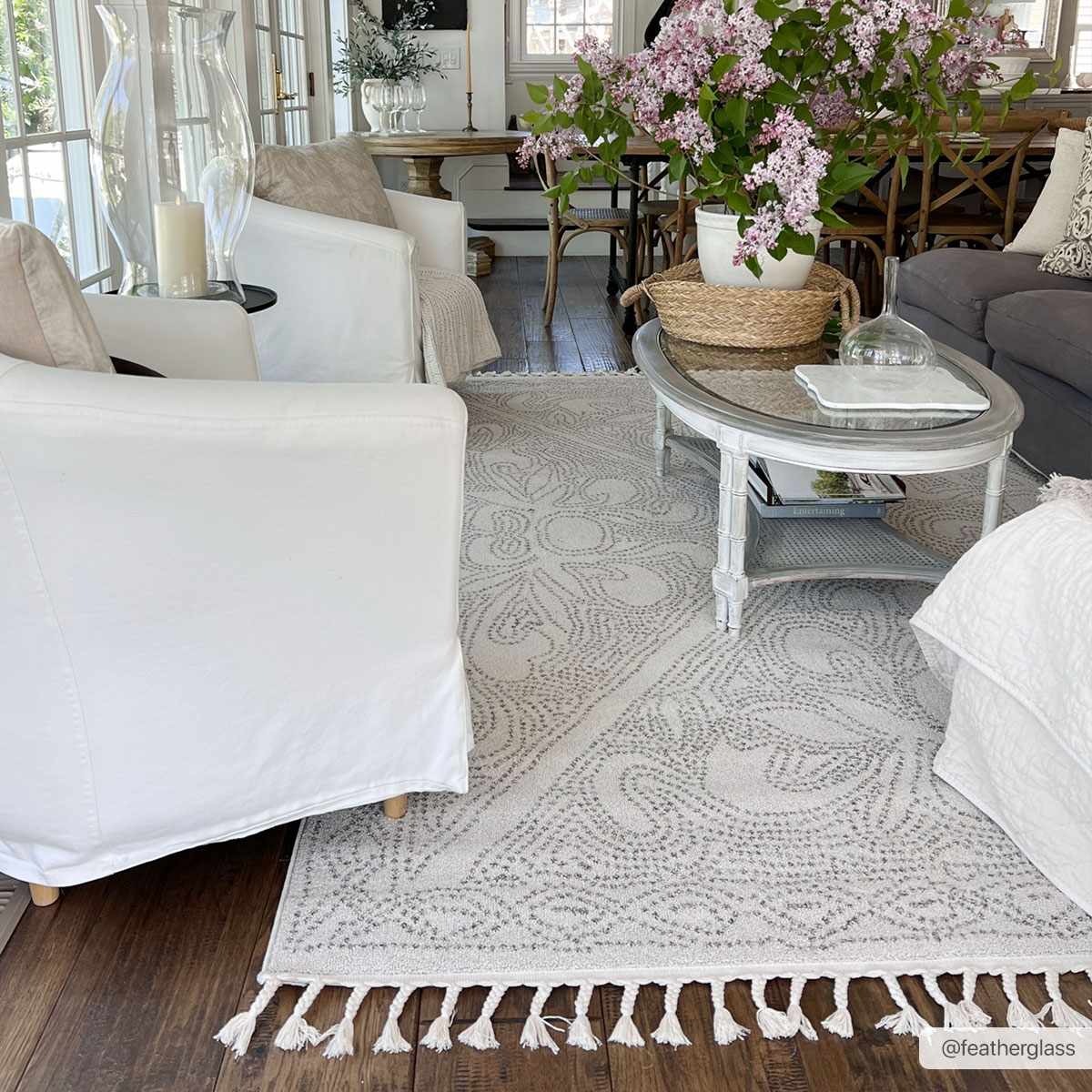 Birdwood Cream Brown Area Rug for Home Decor