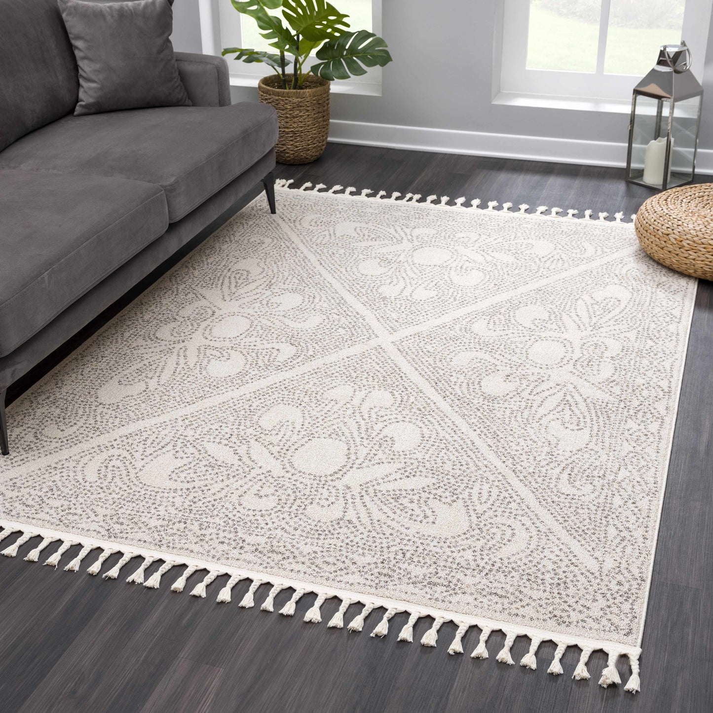 Birdwood Cream Brown Area Rug for Home Decor
