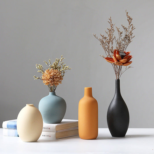 Three Piece Ceramic Vase Set Modern Home Decor Flower Arrangement