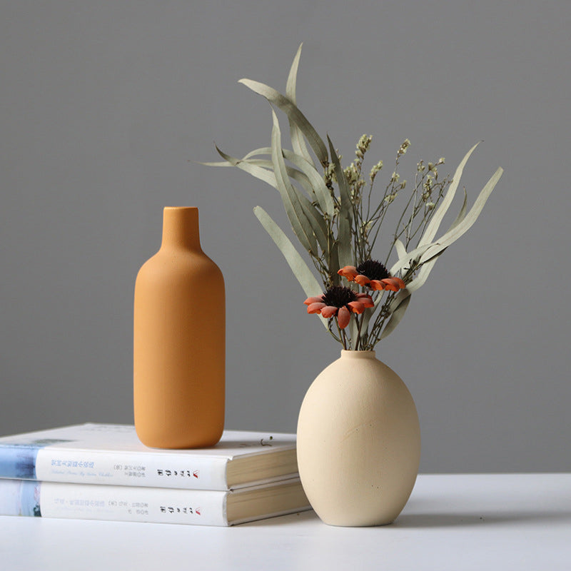 Three Piece Ceramic Vase Set Modern Home Decor Flower Arrangement