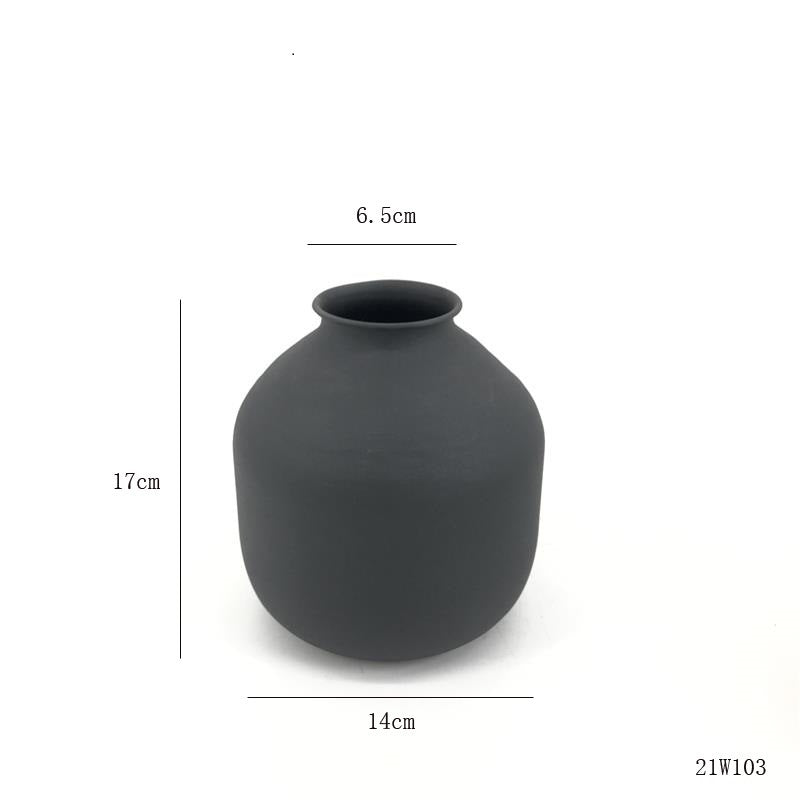 Matte Black Metal Vase Dried Flowers Wedding Gift Home Decor