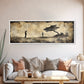 Vintage Golfers Landscape Framed Canvas Print – Rustic Wall Art, Golf Art, Horizontal Wall Art, Living Room Art, Tall Narrow Art