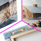 Snowy Country Homestead Framed Canvas Print, Winter Family Gathering Outside Farmhouse, Rustic Christmas Wall Art Holiday Seasonal Decor