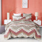 DaDa Bedding Cranberry Sage Floral Chevron Quilt Set - Lightweight Bedspread